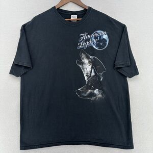 Y2K American Legacy Wolf Double Sided Black Tshirt Mensβ 2XL Native American VTG